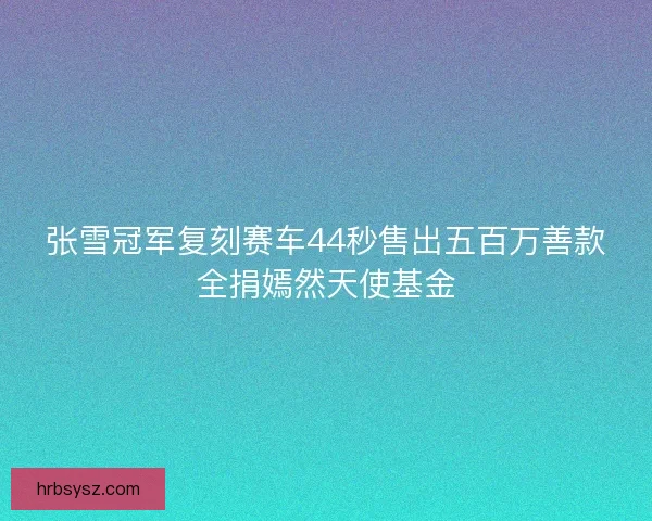 张雪冠军复刻赛车44秒售出五百万善款全捐嫣然天使基金 张雪冠军复刻赛车44秒售出五百万善款全捐嫣然天使基金