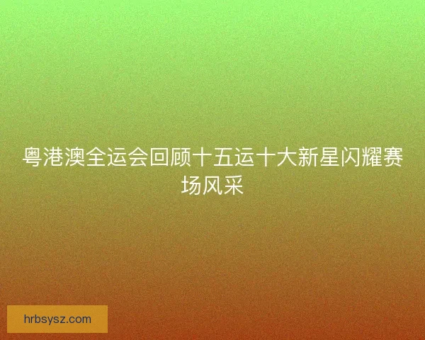 粤港澳全运会回顾十五运十大新星闪耀赛场风采